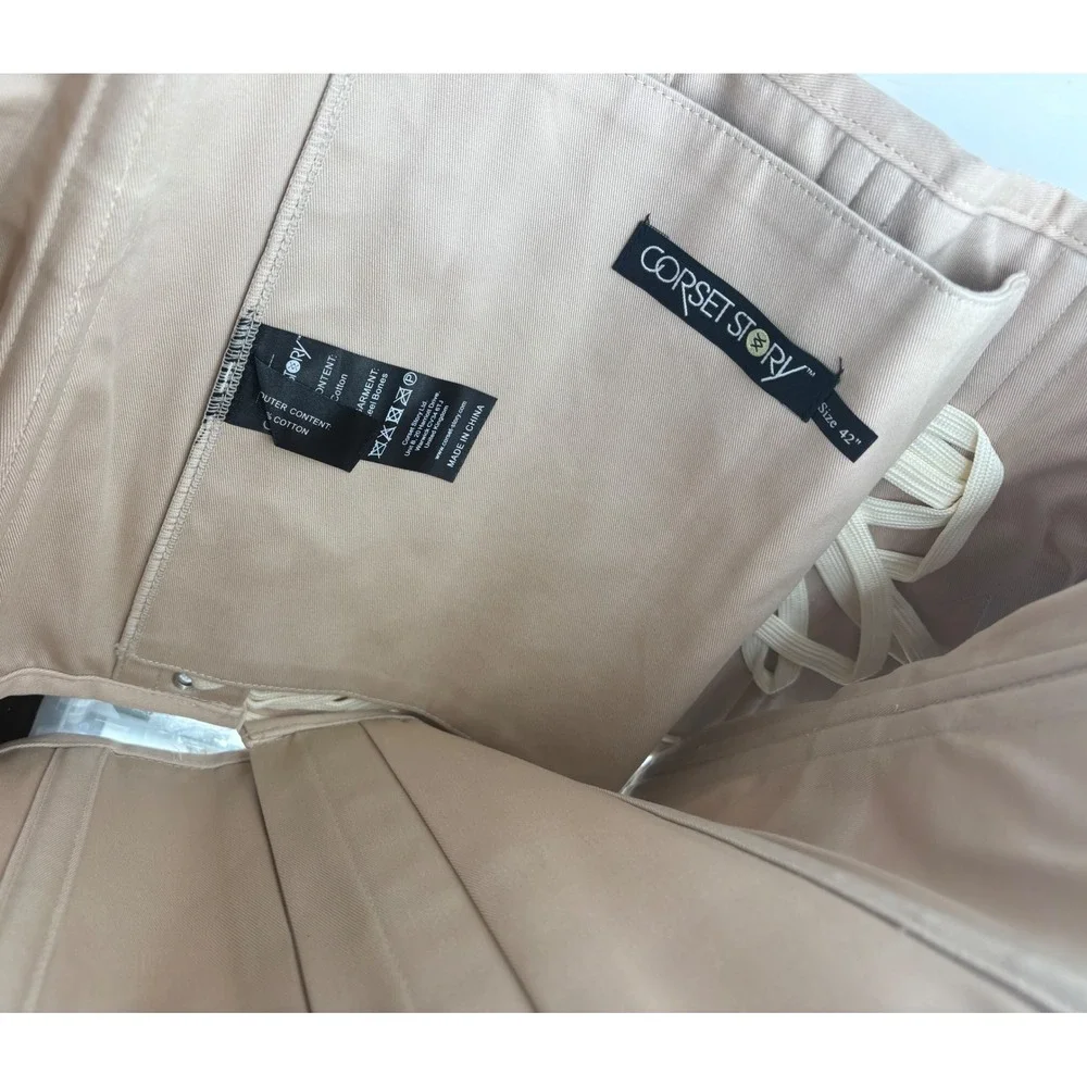 NWT Corset Story Beige Cotton Twill Classic Overbust Waist Trainer Hip W42(US22)